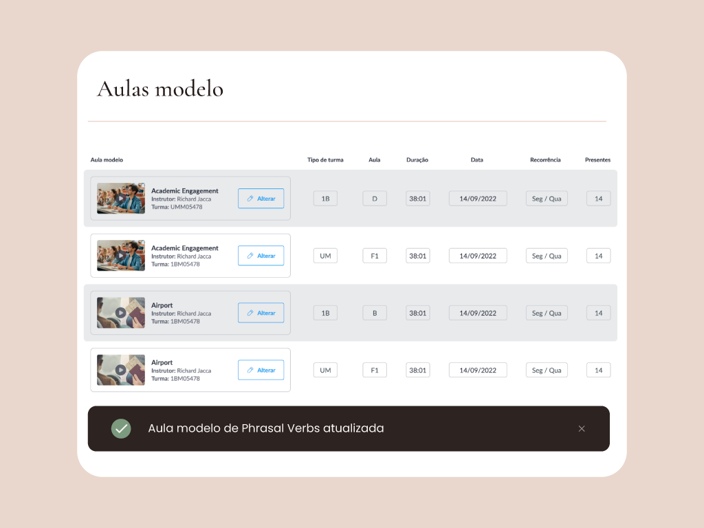 Solução Gerir Aulas Modelo